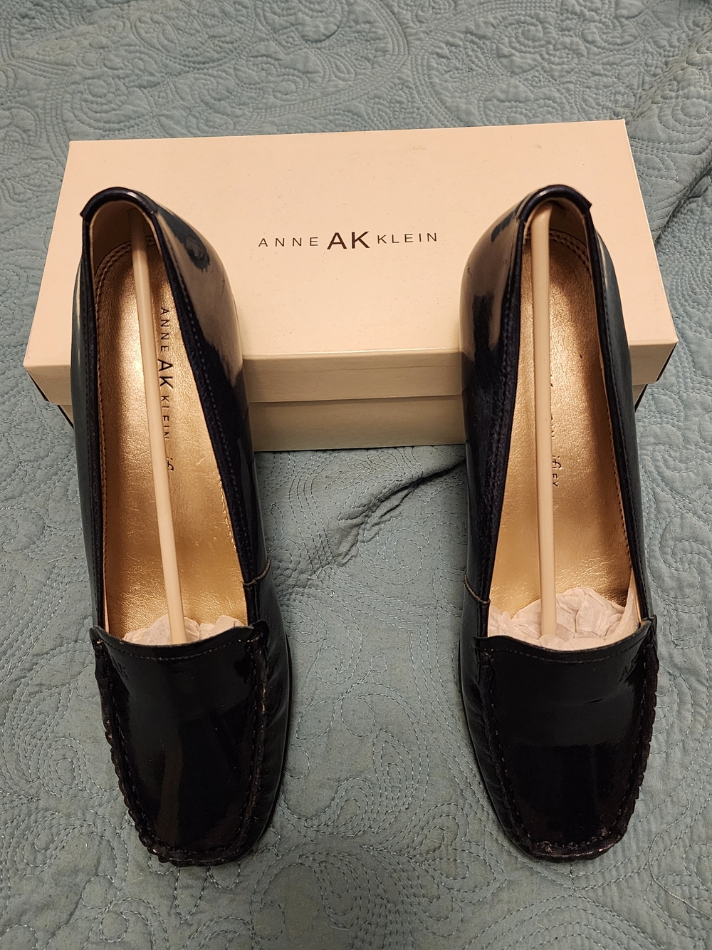 Anne Klein Black Patent Leather Slip-On Loafers